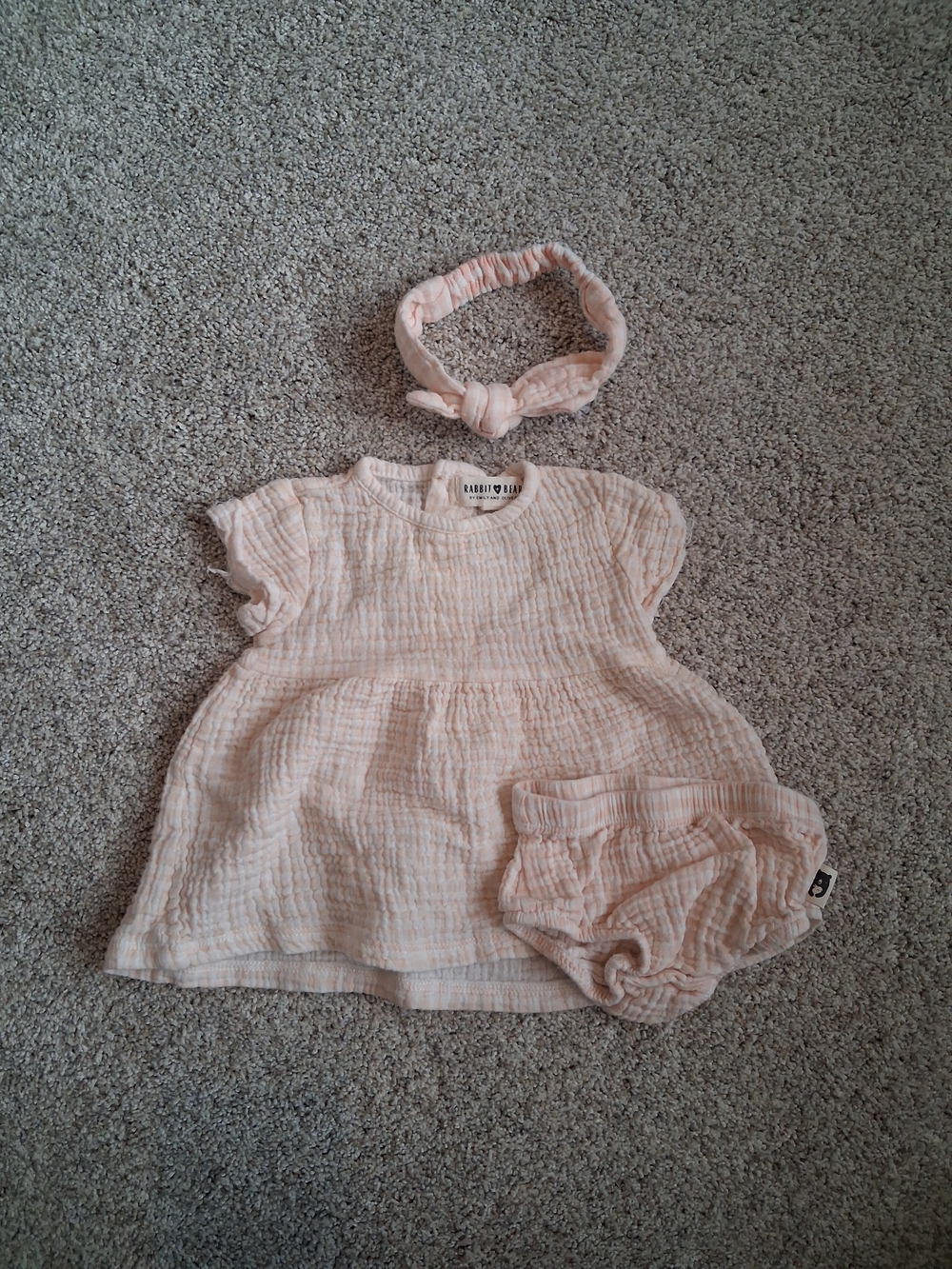 Baby Girls' Soft Pink Muslin Dress Set with Headband -